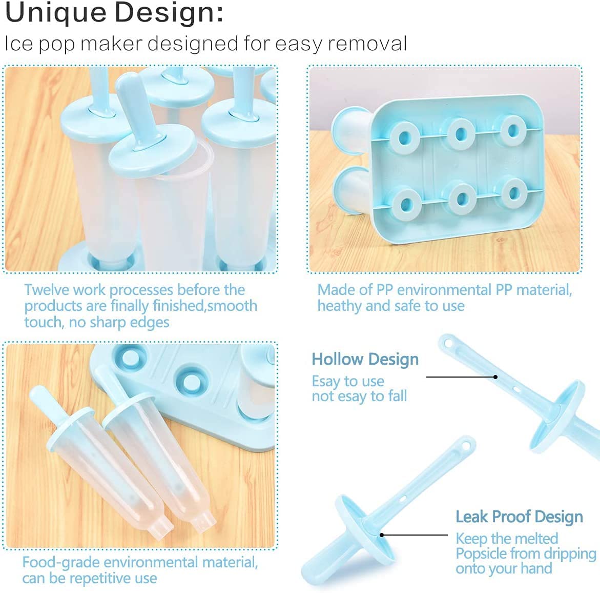 Zollyss Round Shaped Popsicle Molds Set - 6 Pack BPA Free Ice Pop Maker for Kids & Adults | Perfect for Summer Treats, Birthday Parties & Family Fun