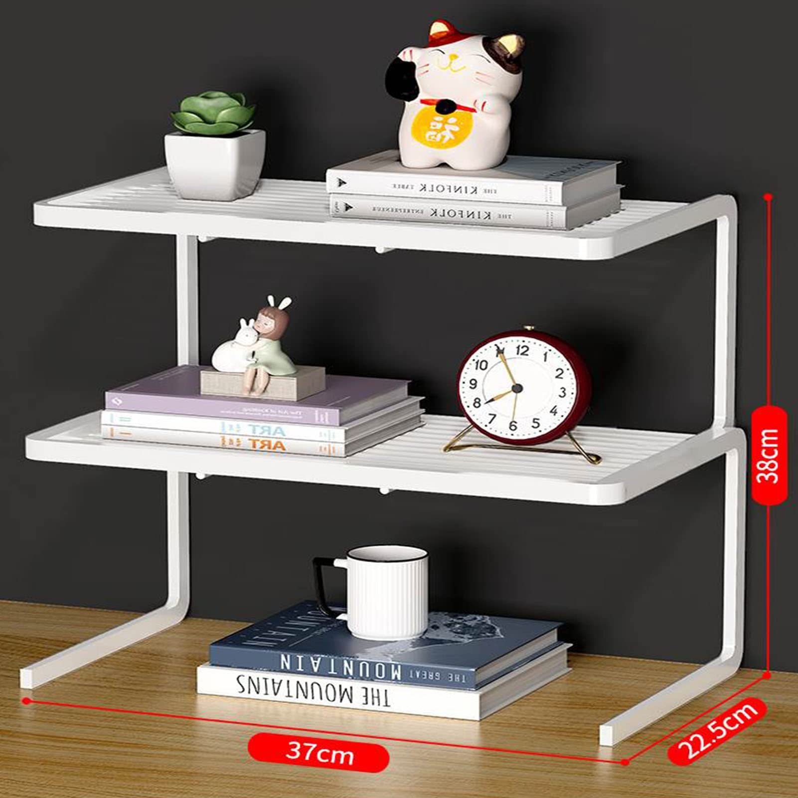 3-Tier Wrought Iron Desktop Organizer - Multifunctional Storage Shelf for Computer Desk, Books & Office Supplies | Space-Saving Design for Dorm, Kitchen & Home Office Organization