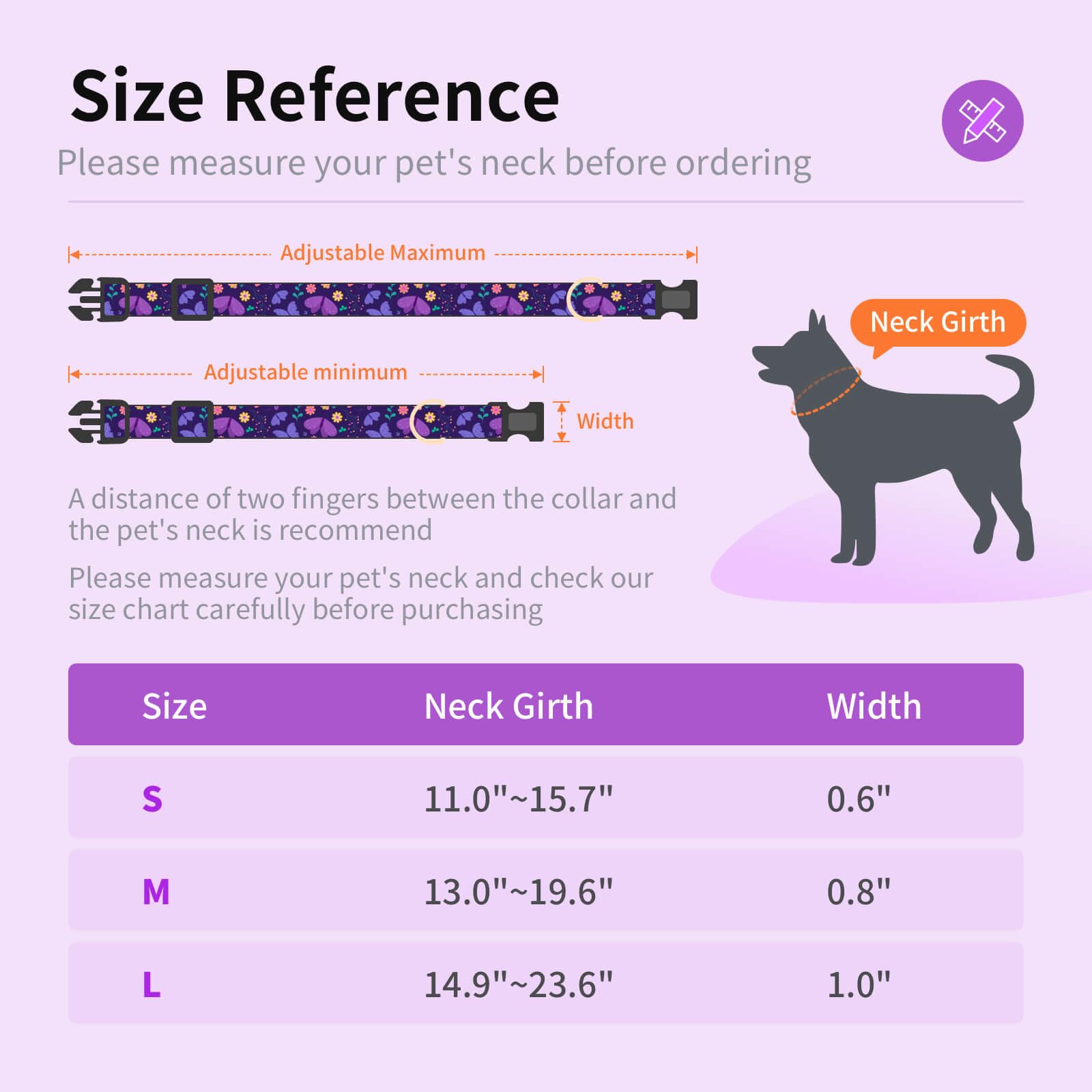 **Adjustable Buckle Dog Collar with Flower Design - Soft & Stylish Pet Collar for Small, Medium, Large Dogs (Purple Butterfly, Size S) - Perfect for Daily Walks, Training & Fashion Accessories**