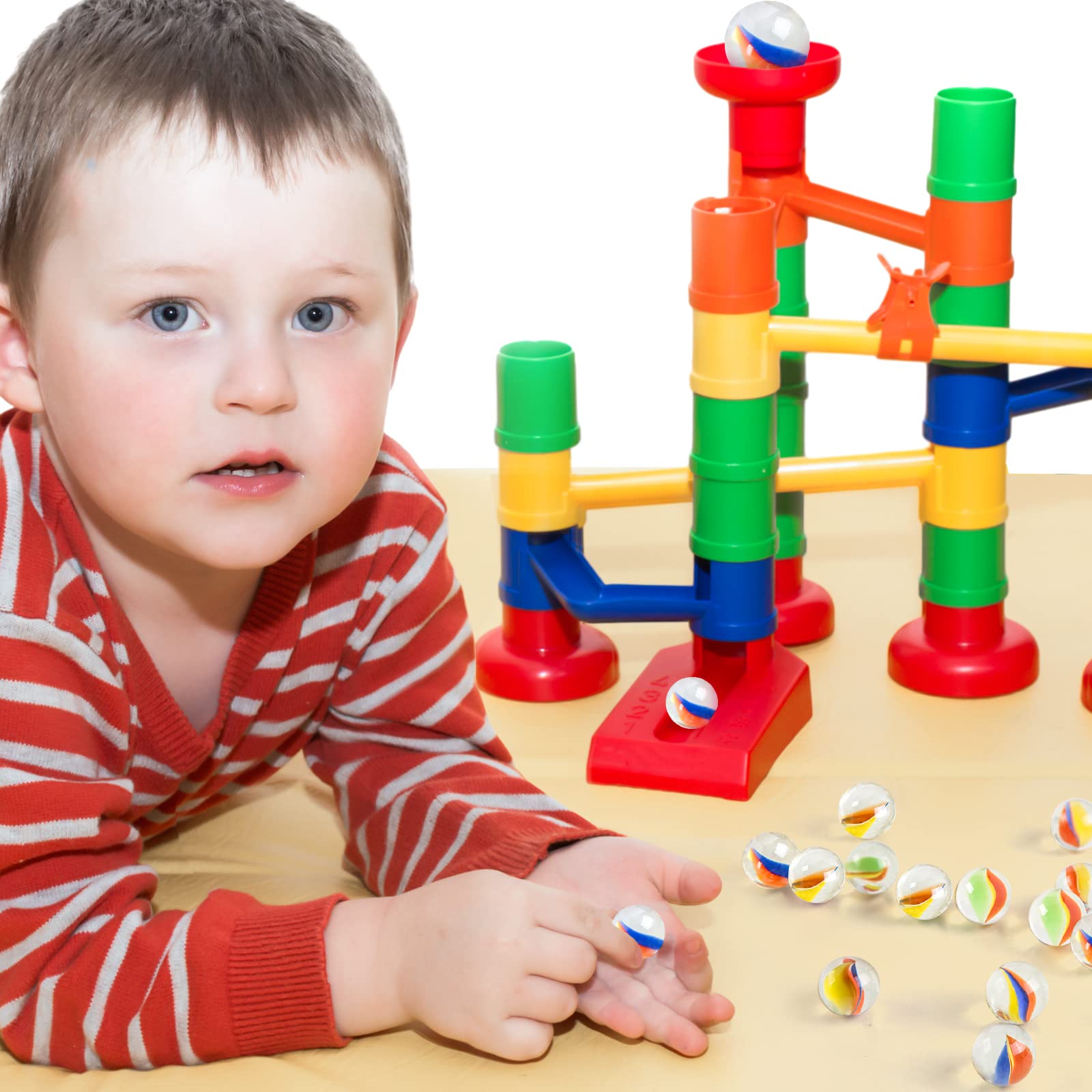 POPLAY 61PCS Marble Run Game Set for Kids - STEM Learning Toys with Gift Box, Marble Maze Building Kit for Classroom Activities & DIY Crafts - Perfect for Birthday Gifts & Educational Play