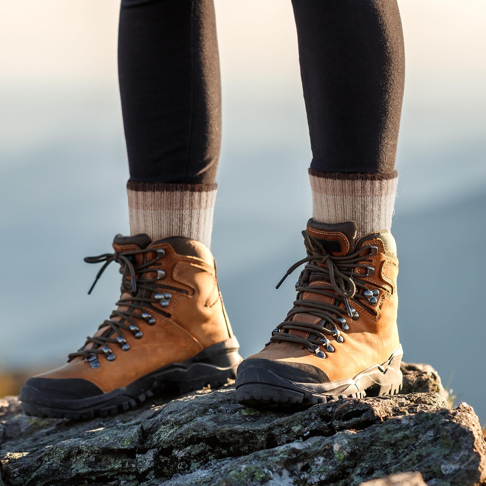 Premium Merino Wool Socks for Men & Women - 4 Pairs Thermal Winter & Hiking Crew Socks - Moisture Wicking, Odor Resistant, Temperature Regulating - Perfect for Outdoor Adventures, Camping & Cold Weather Activities