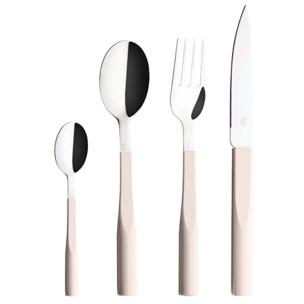 L’E Starck 24-Piece French Luxury Cutlery Set - Stainless Steel Flatware for 6 (Forks, Spoons, Knives) | Dishwasher Safe & Made in France | Elegant Dining, Wedding Gifts & Home Entertaining - Pink