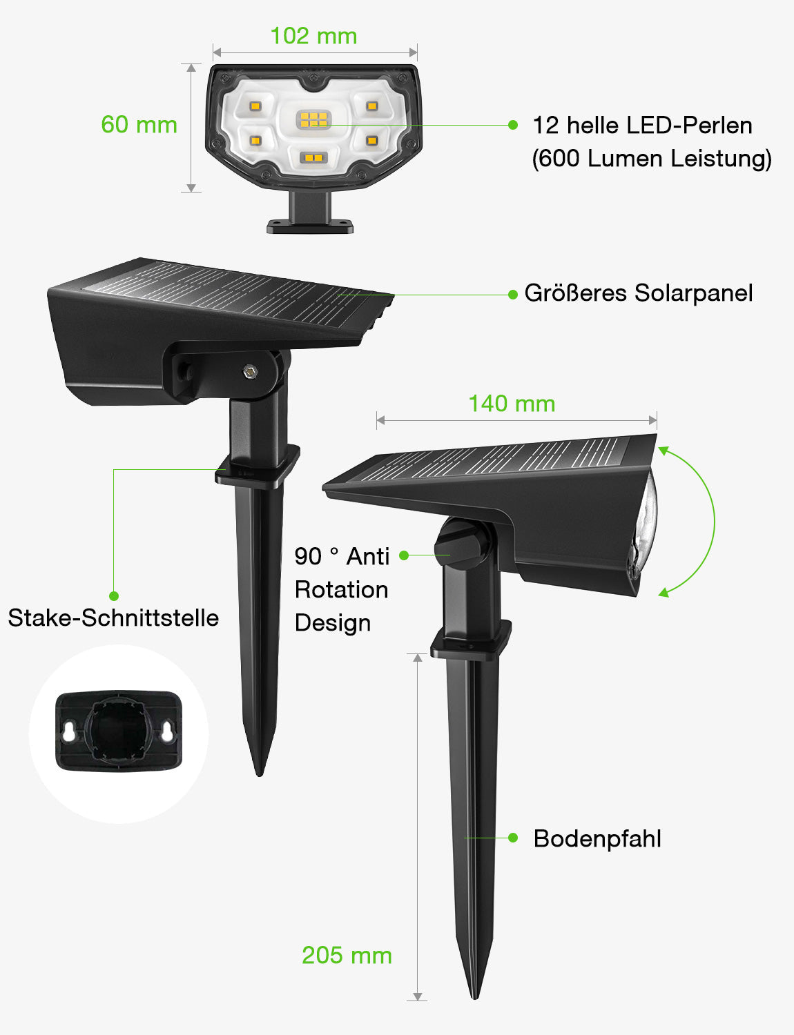 CD190 Solar Spot Lights Outdoor 2 Pack, Cold White - Waterproof Solar Garden Lights for Pathway, Yard, Landscape, Patio, Driveway, and Backyard Decor