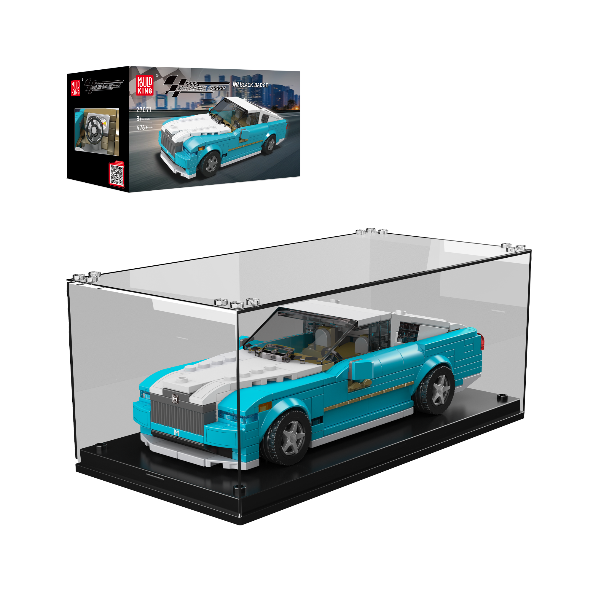 Mould King 27071 RR Black Badge Car Model Building Set - 476 Pcs DIY Construction Toy for Adults & Teens | Perfect for Collectors, Gift Giving & Stress Relief | Creative Home & Office Display