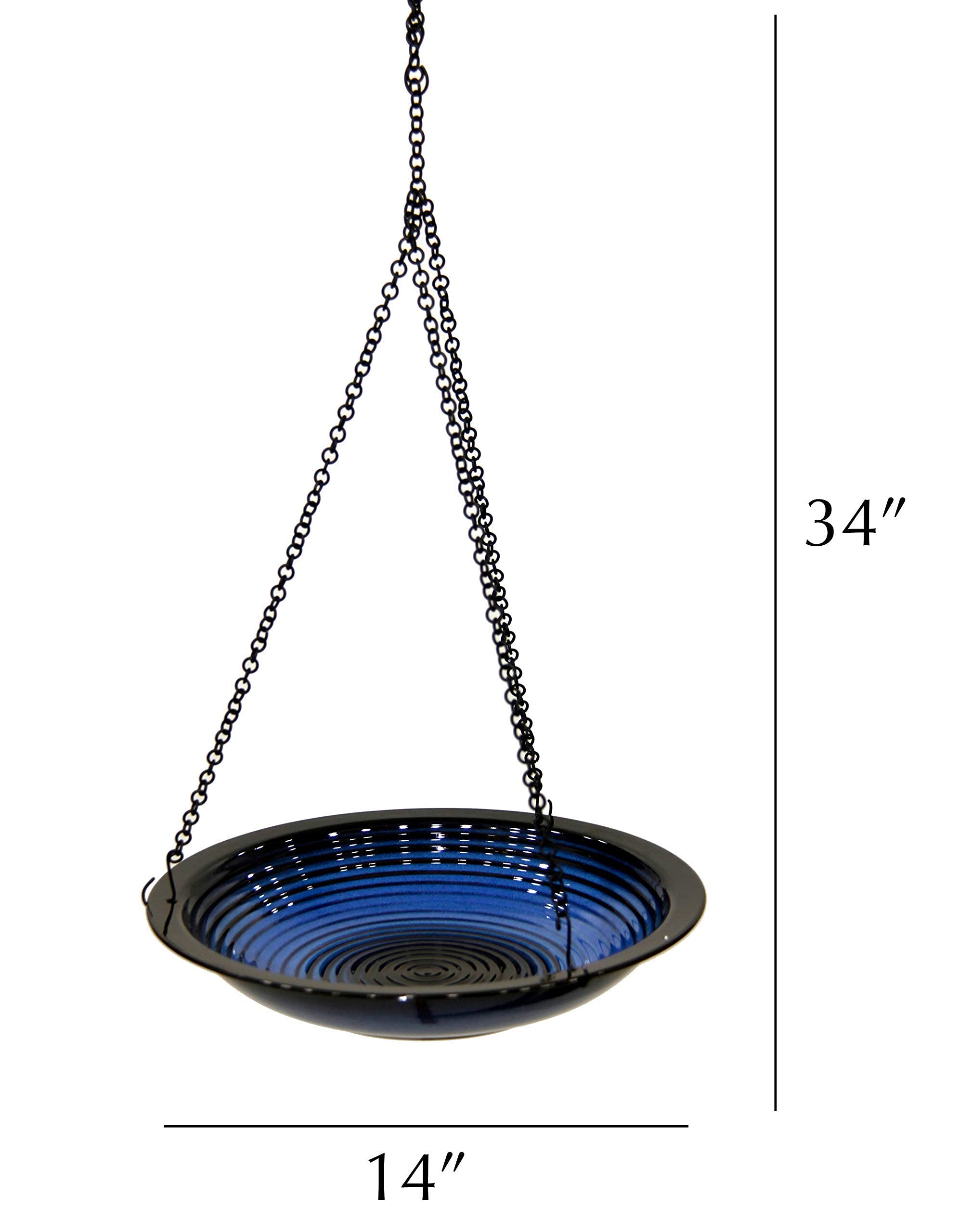 BYER OF MAINE Circles Hanging Bird Bath and Alcyon Pagoda Bird Feeder Set - Cobalt Blue Outdoor Garden Decor for Attracting Wild Birds - Perfect for Backyards, Patios, and Bird Watching Enthusiasts