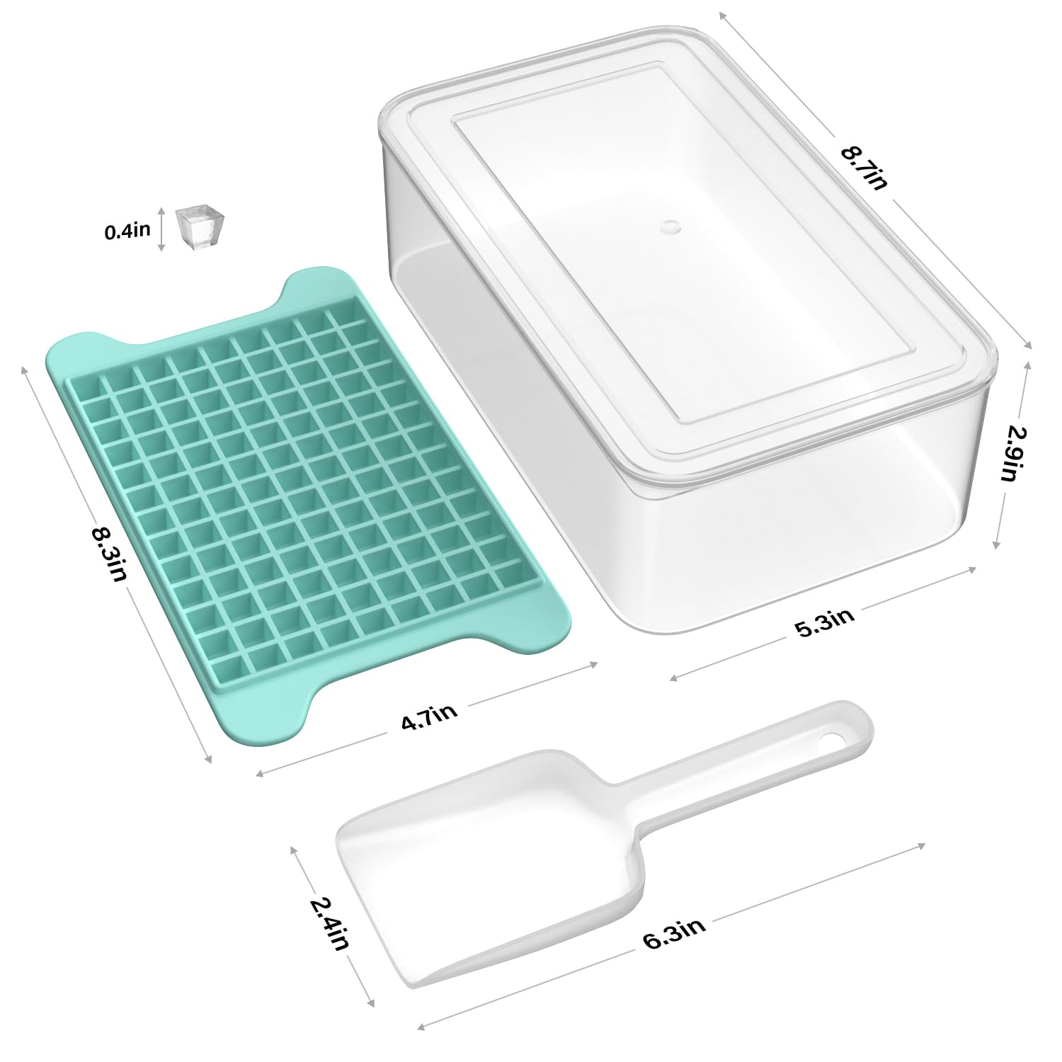Mini Ice Cube Tray for Freezer - 117×4PCS Easy Release Nugget Ice Maker with Bin | Crushed Ice Tray with Storage Container | Perfect for Cocktails, Smoothies & Cold Drinks at Home or Office
