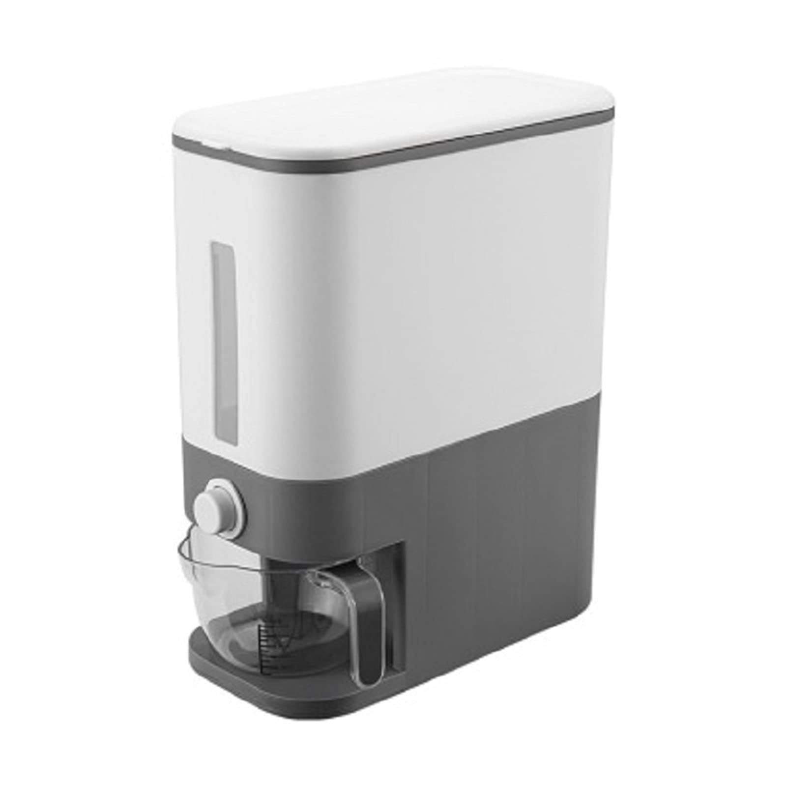 Automatic Plastic Cereal Dispenser with Measuring Cup - Food Storage Container for Rice, Grains & Dry Goods (Red Wine Color) - Perfect for Kitchen Pantry Organization & Bulk Food Storage