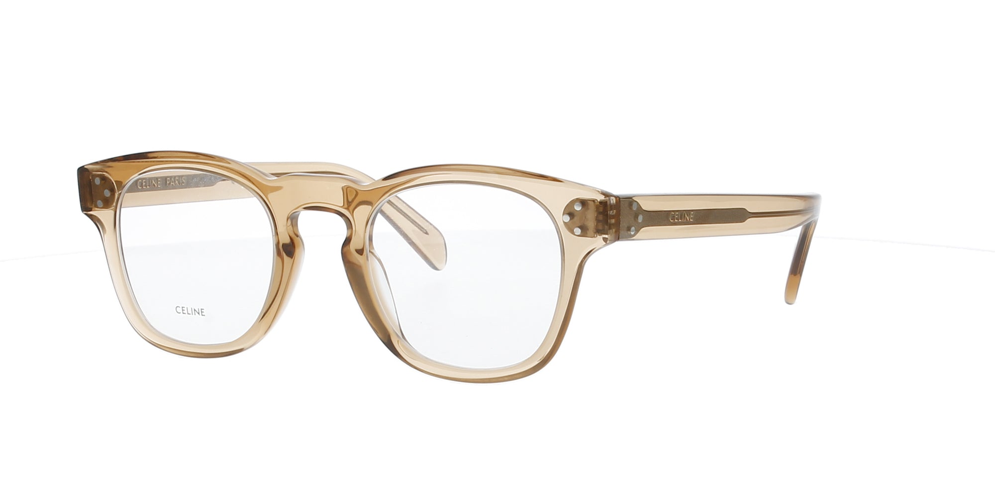 Celine Bold 3 Dots Transparent Brown Eyeglass Frames - Stylish & Lightweight for Work, Reading & Fashion Accessories