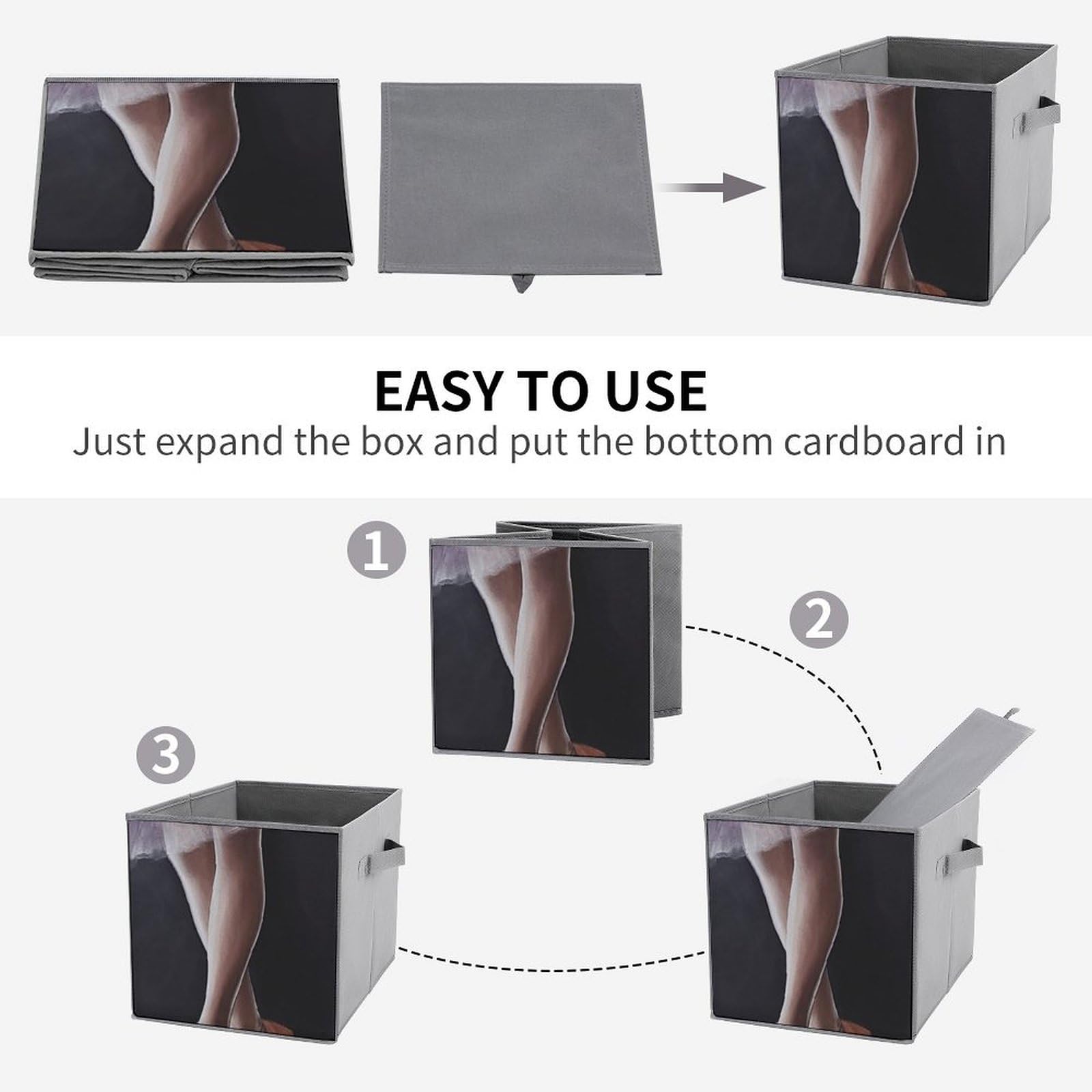 6-Pack Collapsible Storage Bins with Handles - Large Closet Organizer Baskets for Ballet Dancer Clothes, Toys & Home Organization | Perfect for Bedroom, Nursery & Walk-in Closet Storage Solutions