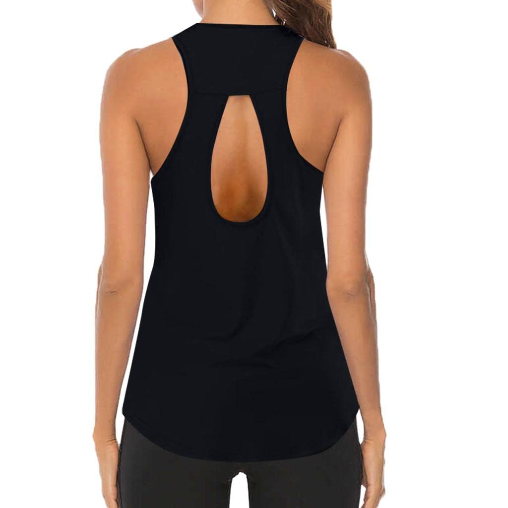 Siilsaa Women's Loose Fit Tank Tops - Sleeveless Backless Workout Shirts, Raceback T-Shirts & Casual Yoga Tops for Gym, Running & Summer Wear