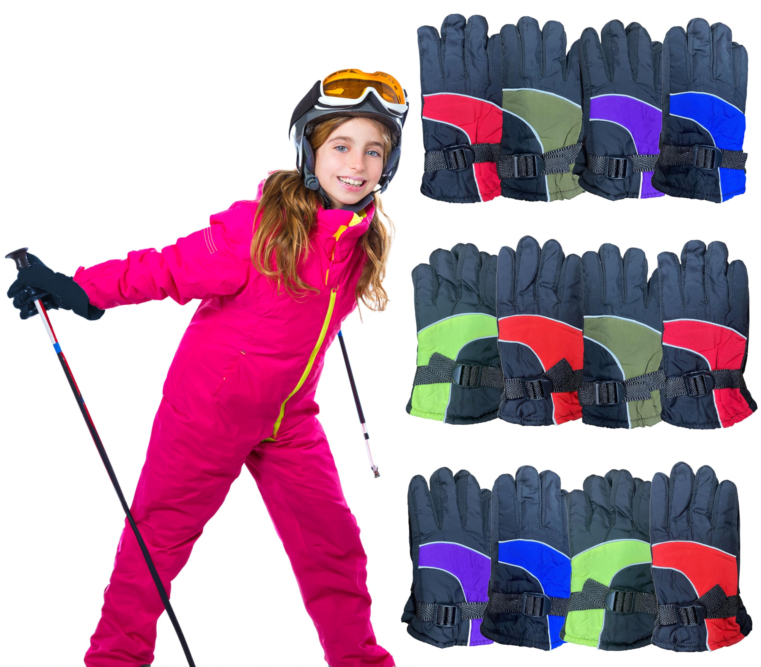 Yacht & Smith Kids Ski Gloves - Fleece Lined Water Resistant Winter Gloves for Boys & Girls - Perfect for Skiing, Snowboarding & Outdoor Winter Activities