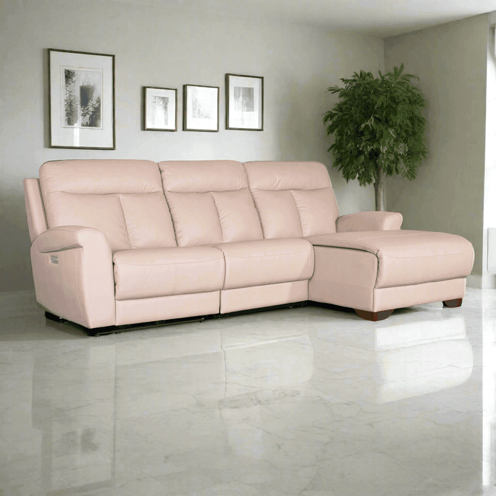 Finley L-Shaped Electric Leather Recliner Sofa - Power Lift Reclining Chair for Living Room, Home Theater & Office Comfort