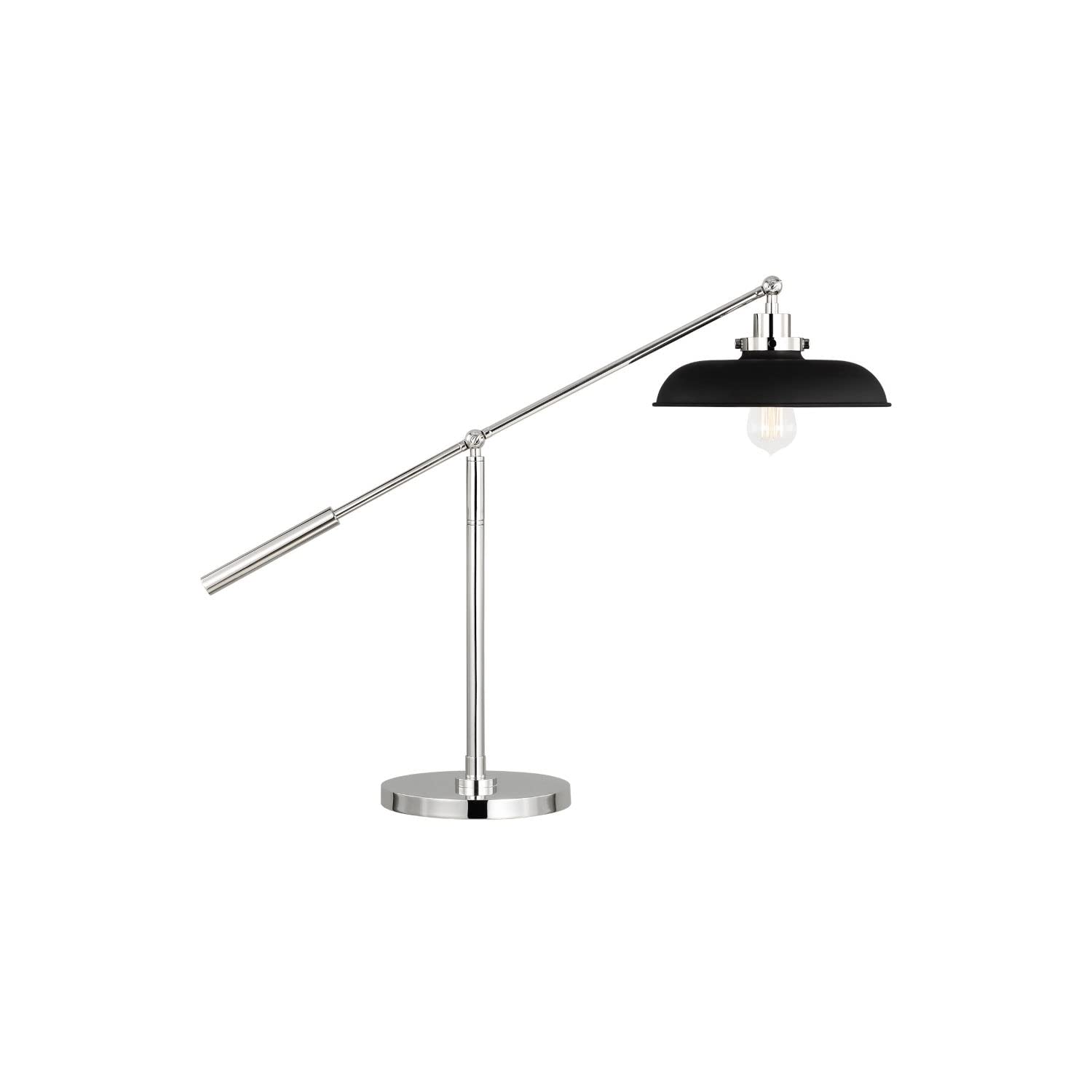 Chapman & Myers Wellfleet Midnight Black & Polished Nickel Desk Lamp - Modern Office Lighting for Study, Home Office & Workspace Decor
