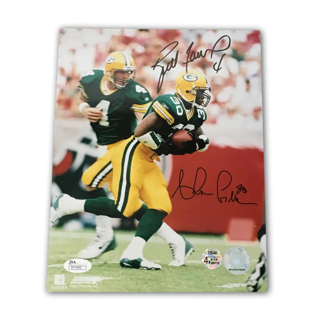Brett Favre & Ahman Green Autographed 8x10 Photo - Dual Signed Packers Memorabilia with JSA COA - Perfect for NFL Fans, Collectors & Sports Decor