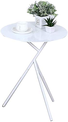 Round Iron Coffee Table - White Side Table for Living Room, Bedroom & Nightstand - Modern Corner Sofa Table for Small Spaces - Perfect for Coffee, Books & Decor