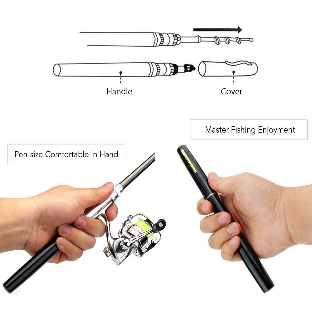Lixada Telescopic Fishing Rod and Reel Combo Kit - Compact Mini Pen Fishing Pole with Spinning Reel for Travel, Backpacking & Outdoor Adventures