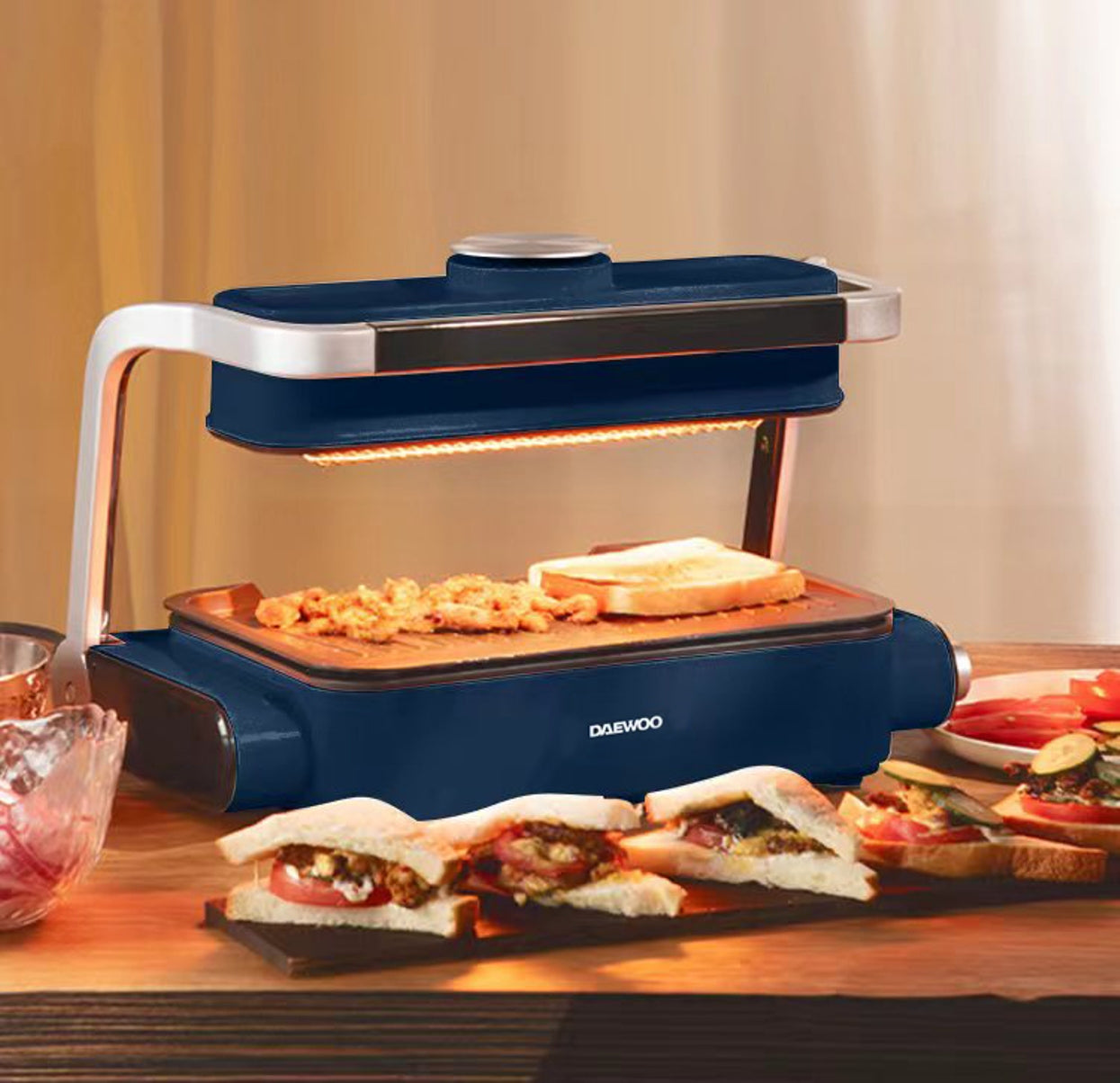 Daewoo G8 Korean Electric Multi-Function Grill - Indoor/Outdoor BBQ, Panini Press & Griddle for Home, Camping & Parties