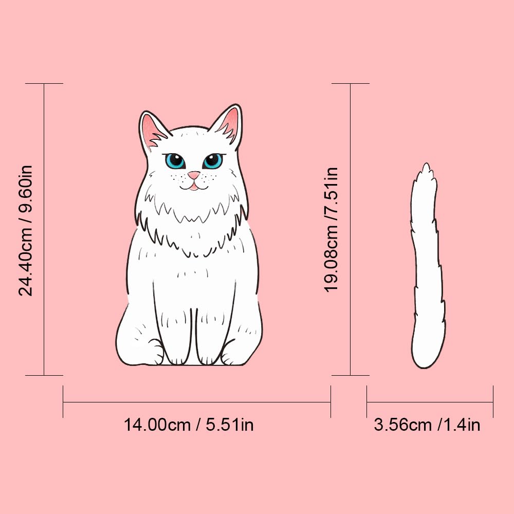 Funny White Cat Wiper Decal for Cars - Double-Sided PVC Kitty Sticker with Waving Tail - Cute Car Rear Window & Bumper Decoration - Perfect for Pet Lovers & Car Enthusiasts (Great for Personalizing Your Vehicle)
