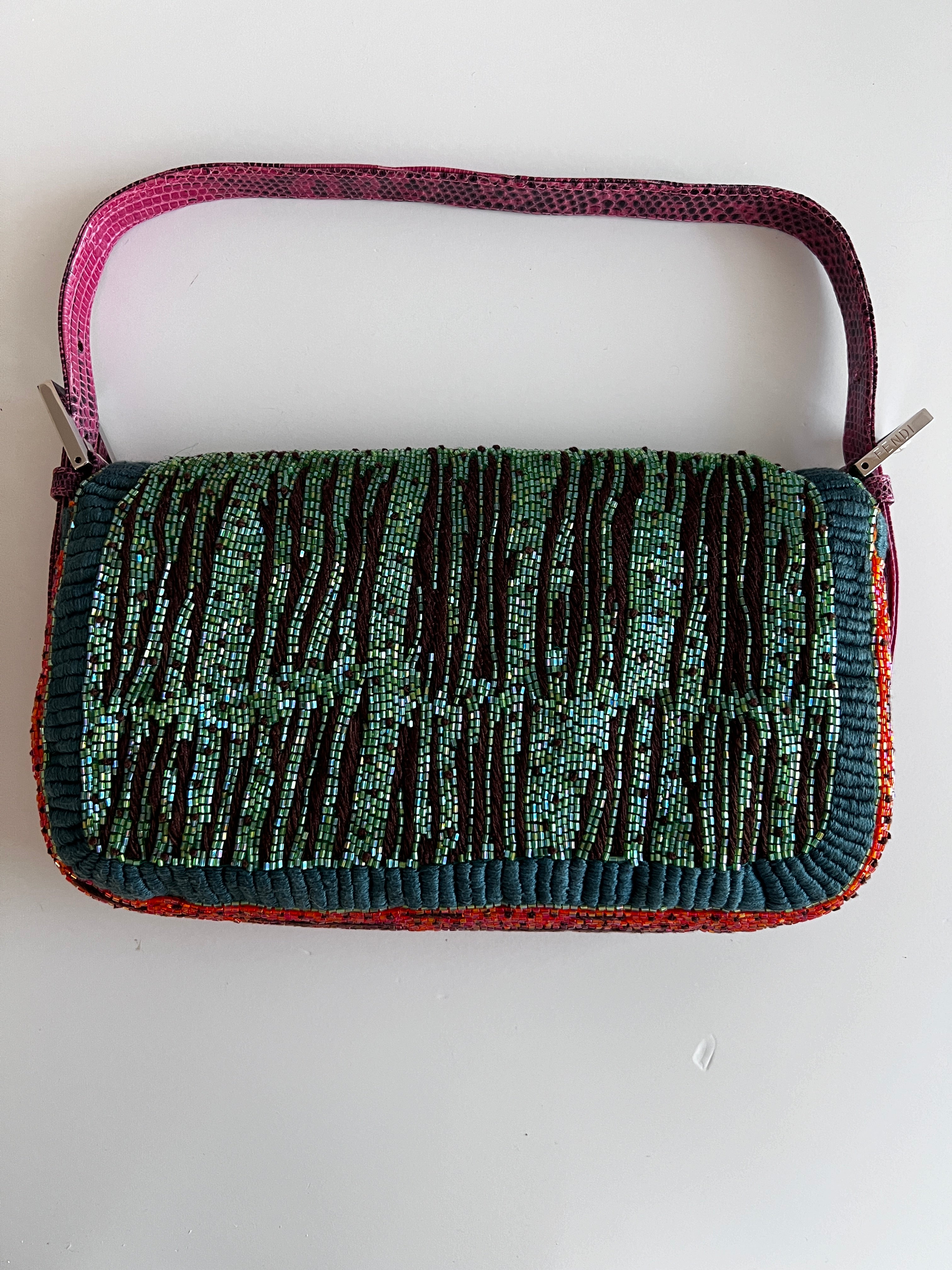 Fendi Multicolor Beaded Embroidered Baguette Bag - Luxury Designer Handbag for Women, Perfect for Parties, Weddings & Evening Events
