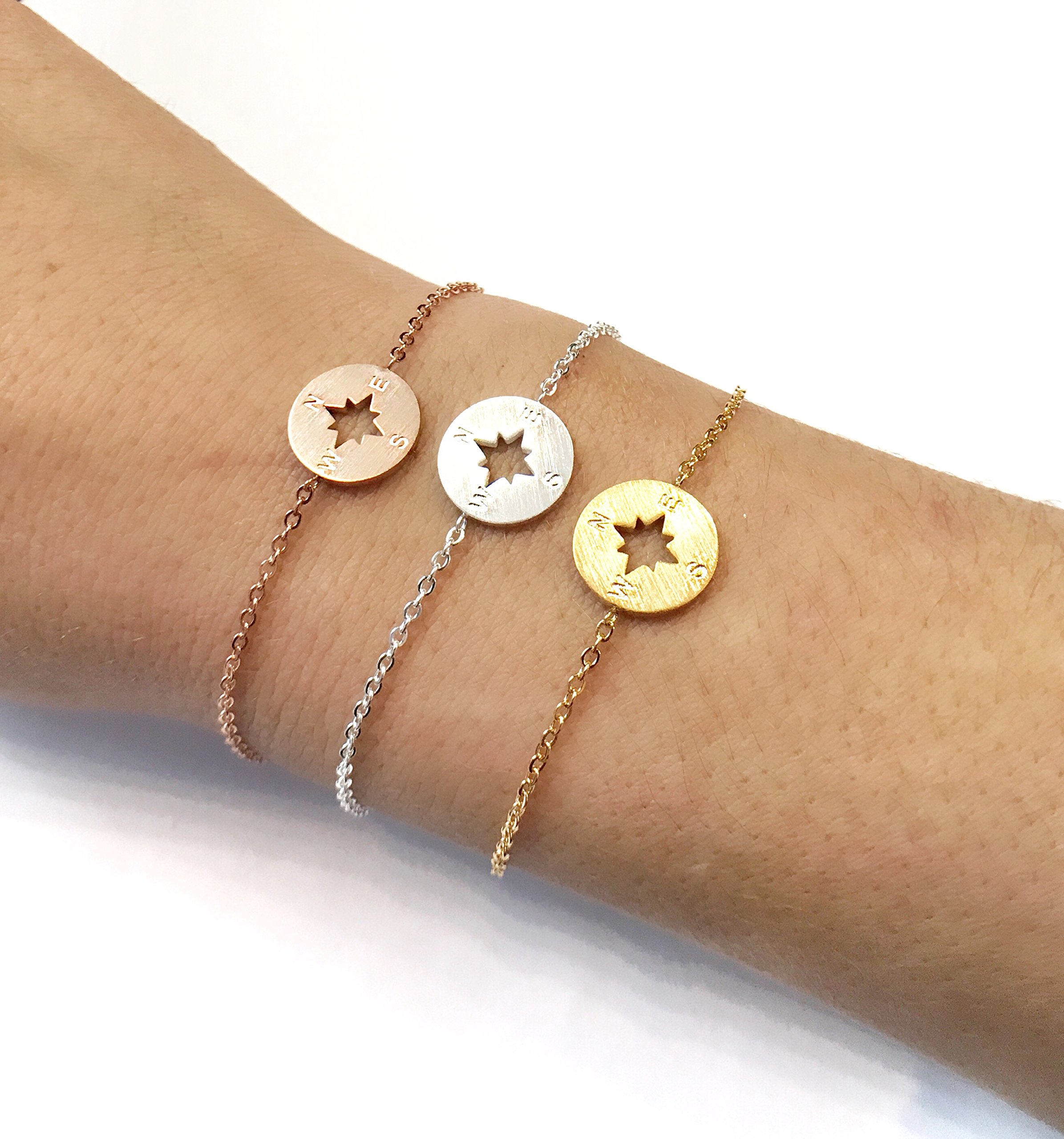 Altitude Boutique Compass Charm Bracelet for Women - Adjustable Wanderer Jewelry with Inspirational Travel Quote - Perfect Gift for Girlfriend, Sister & Best Friends (Ideal for Hiking, Travel & Outdoor Adventures)