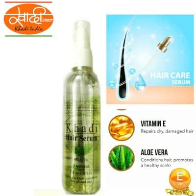 Khadi Rishikesh Herbal Hair Serum for Hair Growth & Shine - Natural Argan Oil & Vitamin E Treatment for Dry, Frizzy Hair - Controls Hair Fall for Women & Men - SLS & Paraben Free (100ml) - Perfect for Daily Hair Care & Styling