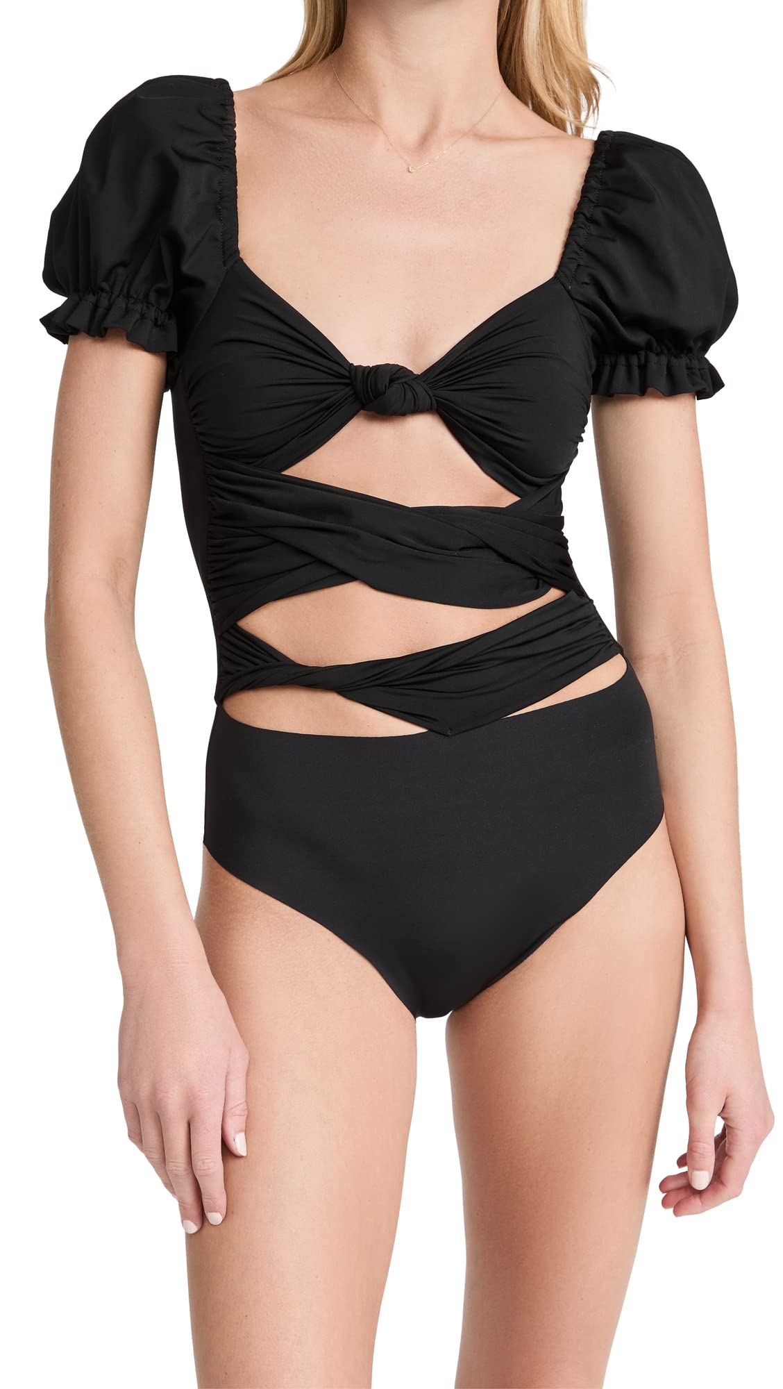 AGUA BENDITA Women's Oria Dust One Piece Swimsuit - Black, Size L | Stylish Bathing Suit for Beach, Pool & Vacation | Flattering One-Piece Design for Women