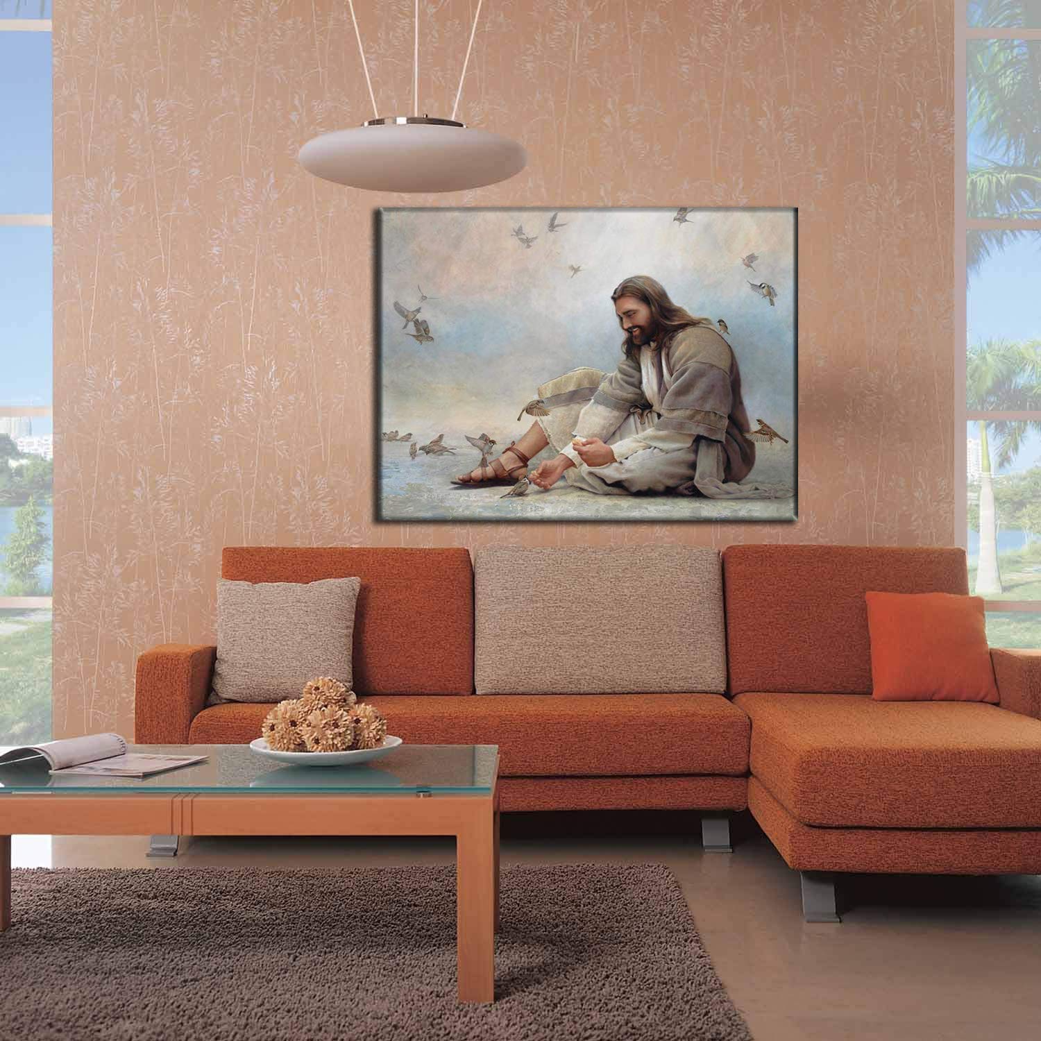 ZENDA Framed Jesus Picture - The Hand of God Wall Art for Home Decor, Ready to Hang Christian Religious Painting for Bedroom, Office & Church (12x16 Inch)