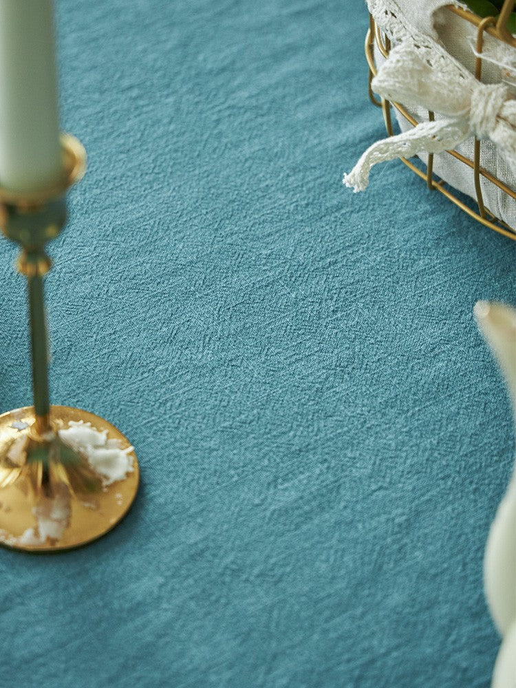 Extra Large Rectangle Tablecloth - Modern Blue Dining Table Cover for Home Decor, Ramie Fabric for Round or Square Tables | Perfect for Dinner Parties, Weddings & Holiday Gatherings
