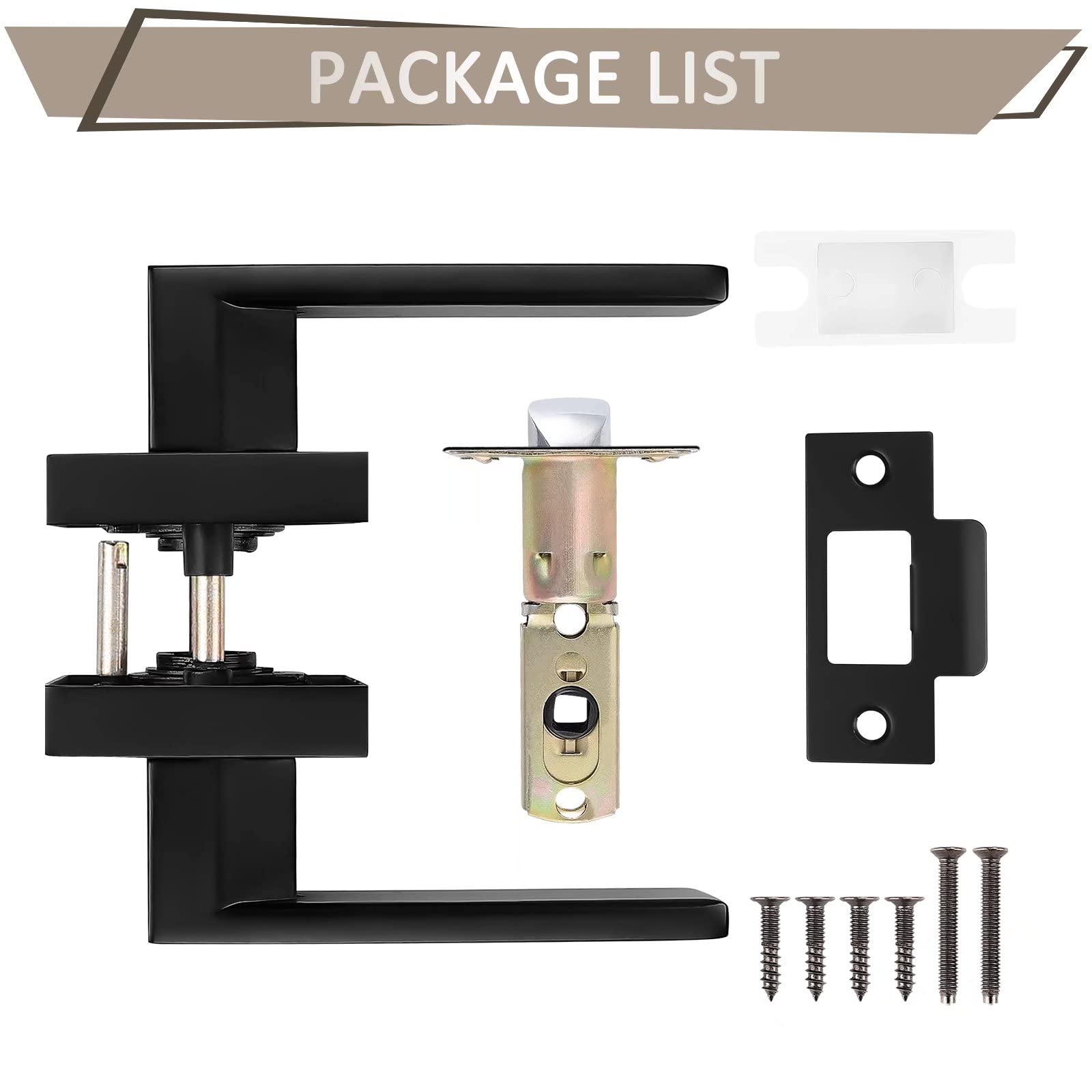 Probrico 6 Pack Matte Black Passage Door Handles - Interior Closet Door Knobs for Hallway, Bedroom & Office - Non-Locking Keyless Modern Door Lever Hardware - Reversible Left/Right Handed Installation
