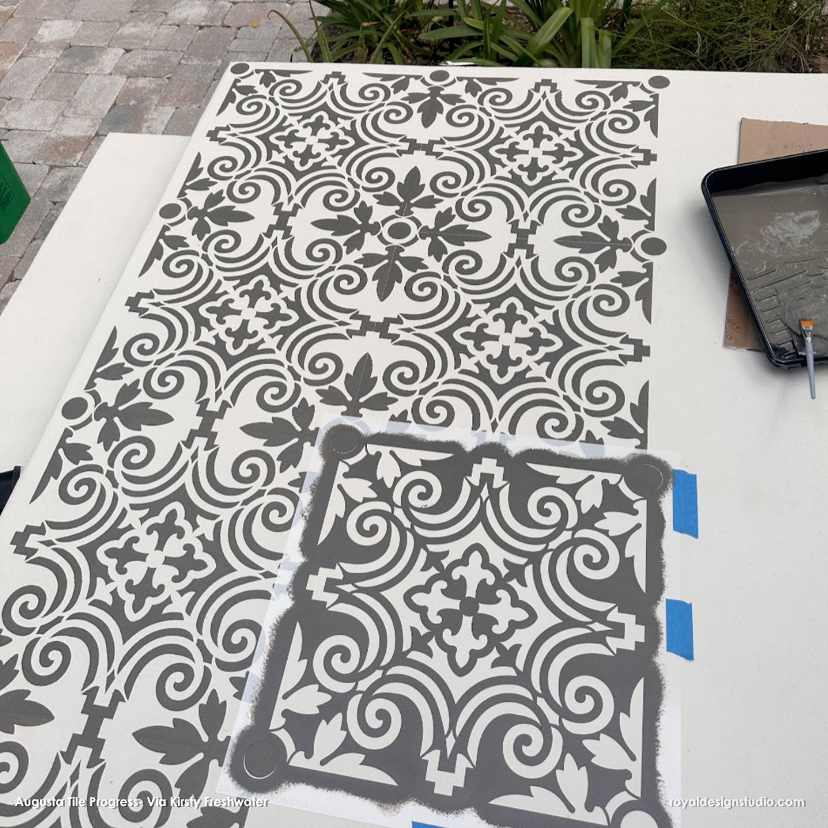 Augusta Tile Stencil - Reusable DIY Tile Painting Template for Home Decor, Bathroom & Kitchen Backsplash - Perfect for Ceramic, Porcelain & Mosaic Tile Projects