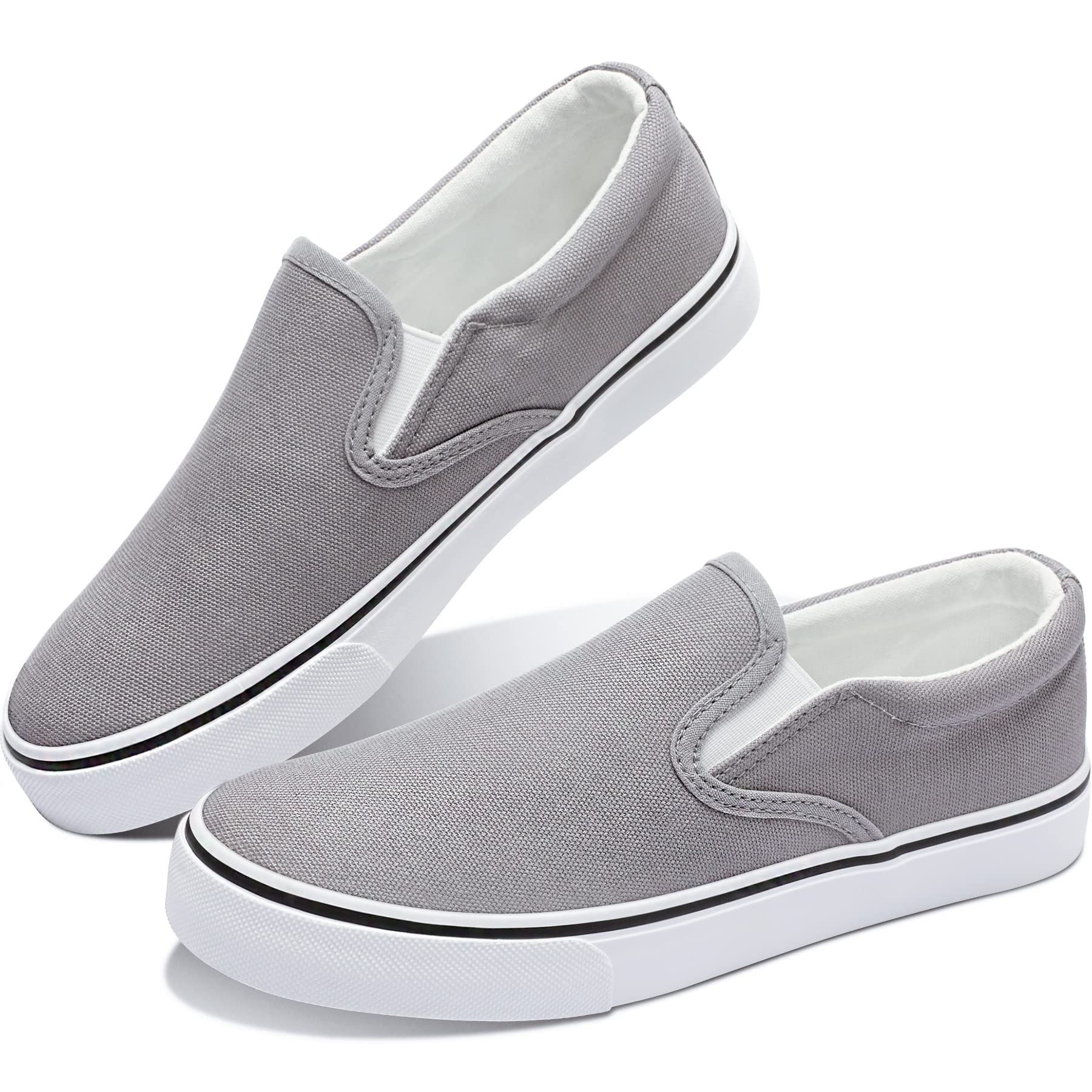 Obtaom Women's White Sneakers & Black Slip-On Loafers - Low Top Canvas Casual Shoes for Women | Perfect for Walking, Work & Everyday Comfort