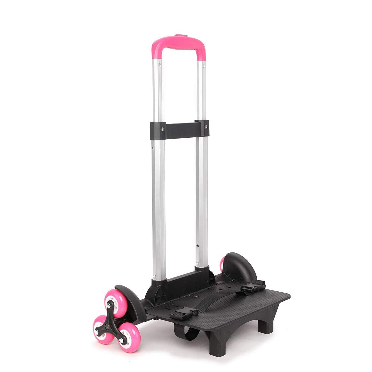 Lightweight Aluminum Alloy Wheeled Backpack Trolley - Foldable Travel Luggage Cart with 2 Wheels (Pink) | Perfect for Airports, Camping & Shopping