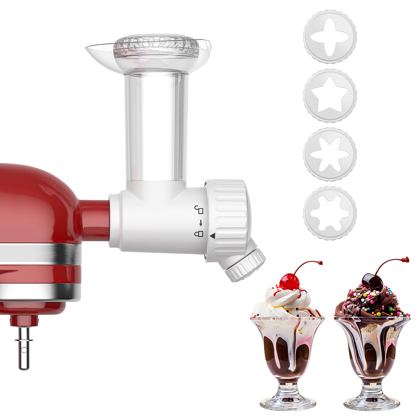 Kitchenaid Frozen Fruit Soft Serve Maker - Dairy-Free Ice Cream & Yogurt Attachment, Dishwasher-Safe Sorbet Maker for Healthy Desserts - Perfect for Vegan Treats, Summer Parties & Family Gatherings