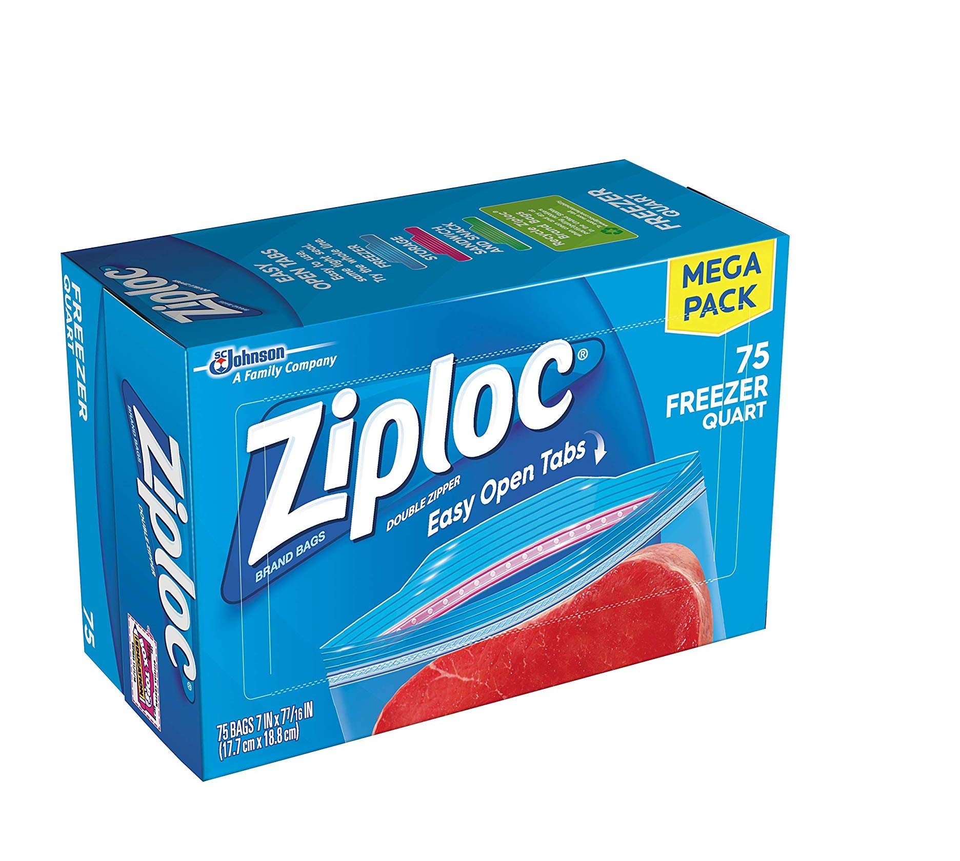 Ziploc Freezer Bags Quart Size - 75 Count (2 Pack) | Heavy Duty Storage Bags for Freezing Food, Meal Prep & Organizing | Airtight Seal for Freshness