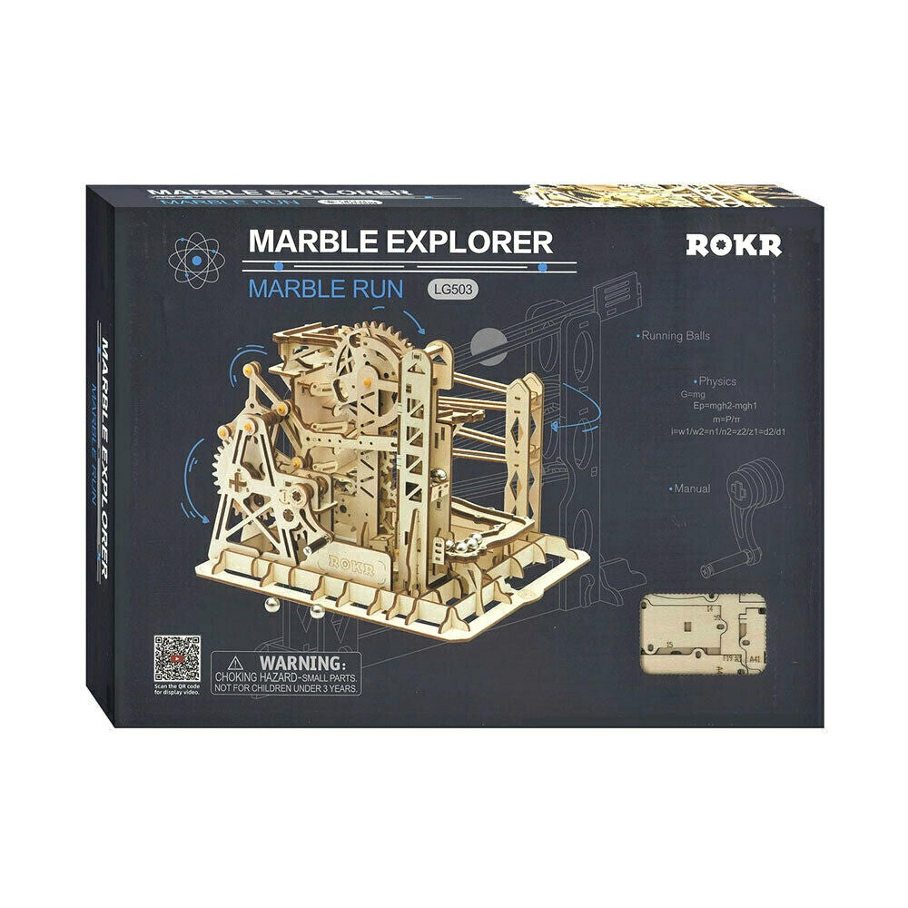 Robotime 3D Marble Run Marble Explorer Wooden Construction Kit - STEM Educational Building Toy for Kids, DIY Marble Maze Game for Home & Classroom Learning Activities