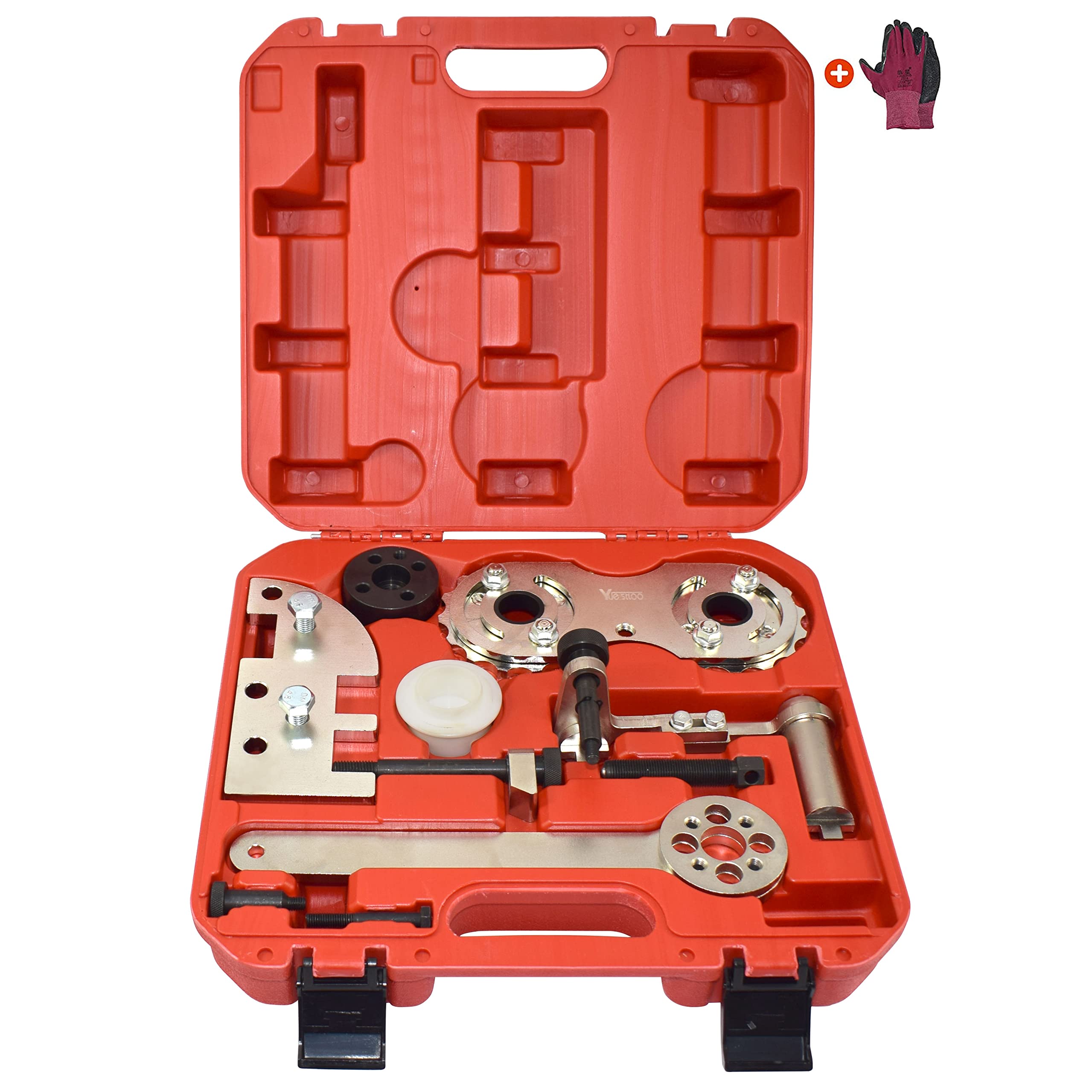 Yuesstloo Camshaft Alignment Tool Kit - Compatible with Volvo 2.0T S60 S80 V60 V70 XC60 XC70 XC80 - Professional Timing Belt & Chain Tool Set with Carrying Case & Gloves - Perfect for DIY Car Repair & Engine Maintenance