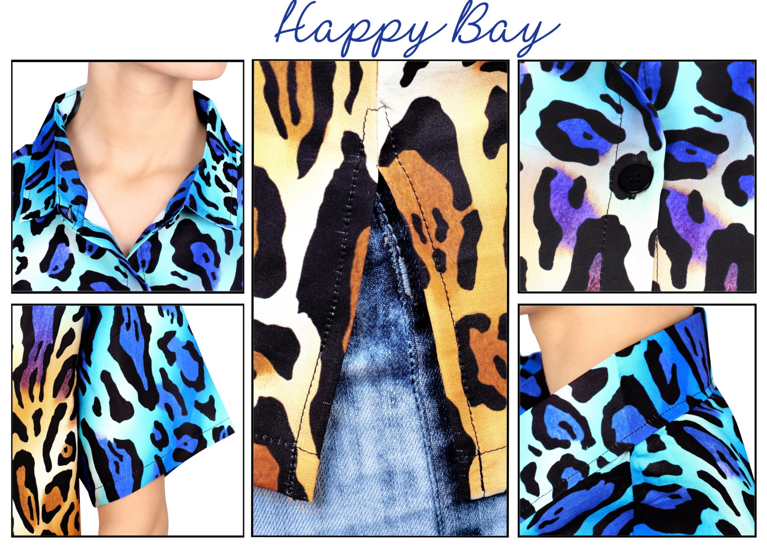 Happy Bay Women's Short Sleeve Hawaiian Blouse - Floral Print Vacation Shirt for Beach, Summer & Tropical Outfits