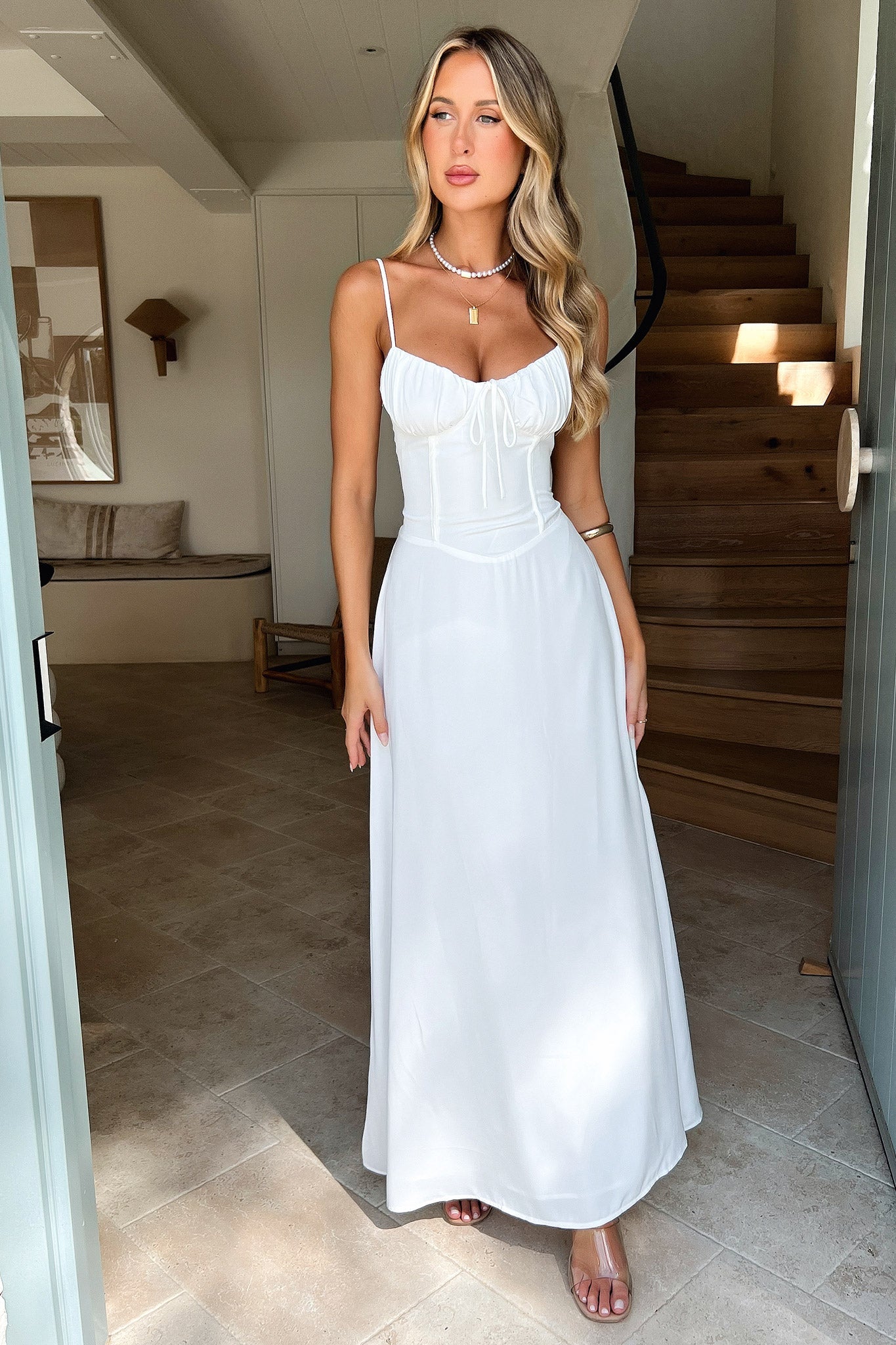 Magdalena Women's Maxi Dress - Flowy White Summer Dress for Beach, Vacation & Casual Wear | Elegant Long Dress for Outdoor Events & Parties