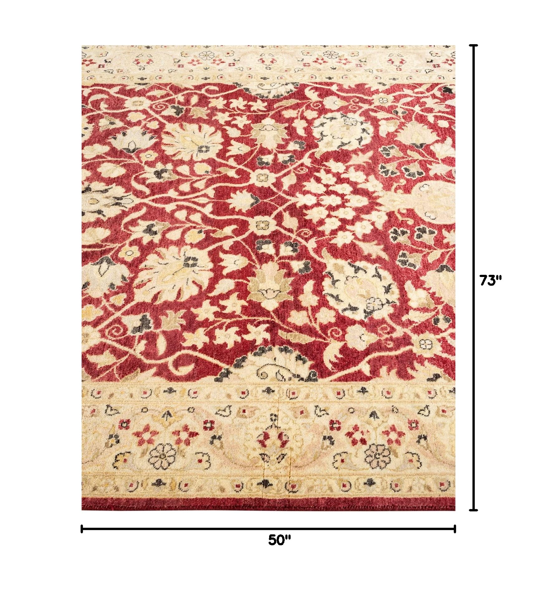 Handmade Wool Oriental Mogul Orange 4x6 Area Rug - One of a Kind Hand Knotted Traditional Design - Perfect for Living Room, Bedroom, or Home Decor