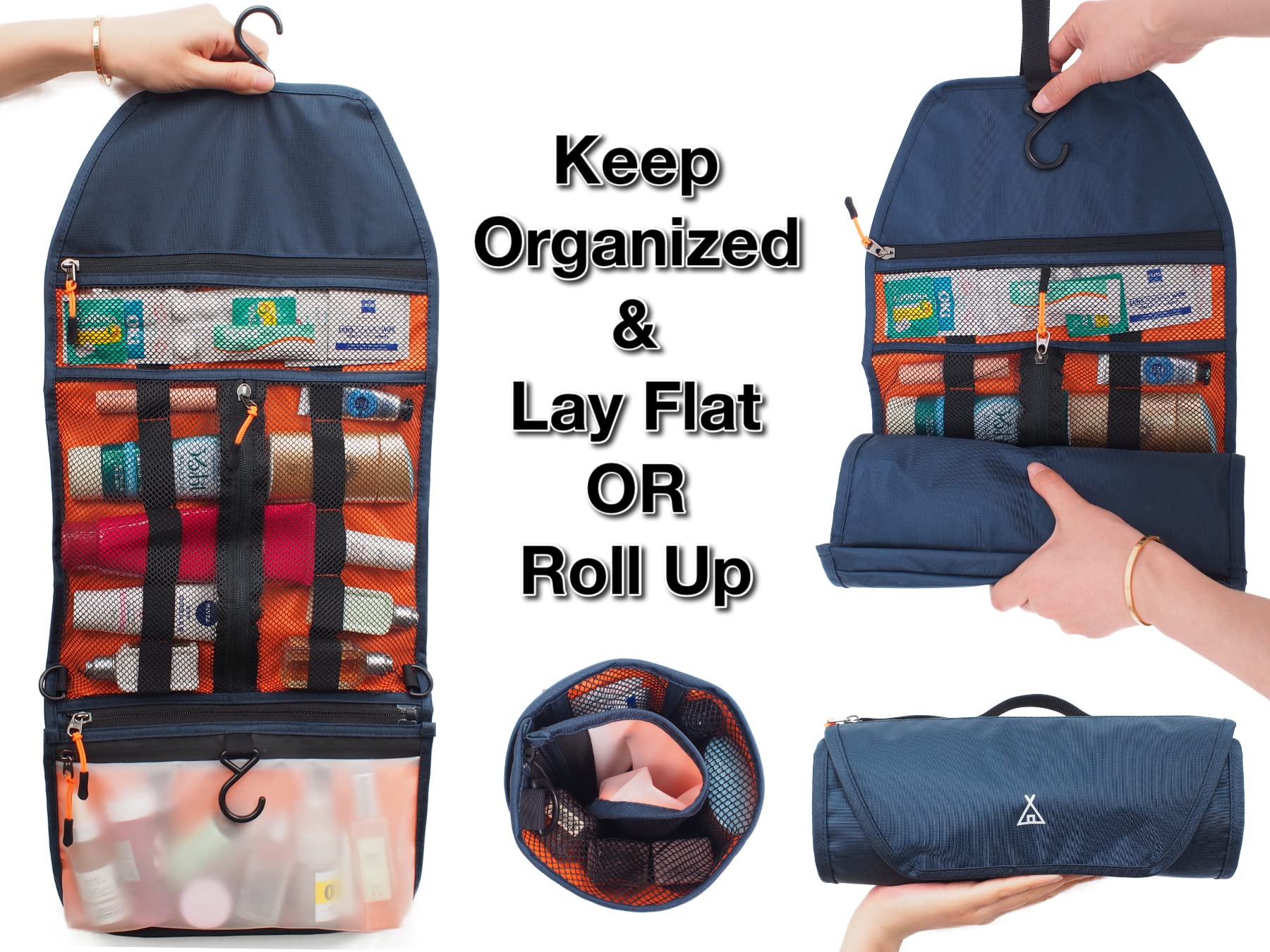 Premium Hanging Toiletry Bag for Men - Waterproof Travel Dopp Kit with Multiple Pockets, Lightweight Shower & Shaving Organizer for Gym, Camping, Business Trips & Vacation - Navy Blue Travel Essential