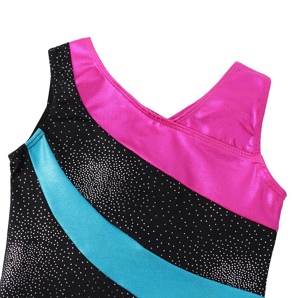 DAXIANG Girls Gymnastics Leotards - Toddler Dance Ballet Tutu with Sparkles & Colorful Ribbons in Black Blue Purple - Perfect for Ballet Class, Dance Competition & Gymnastics Performance