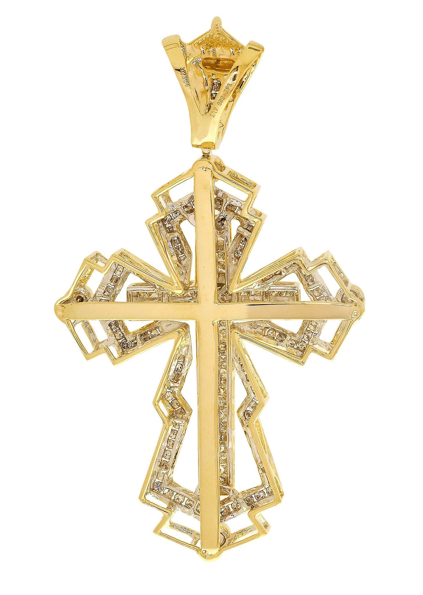 2.63 Carat Diamond Cross Pendant Necklace - 19.17 Grams Solid Gold Religious Jewelry for Women - Perfect for Baptism, Confirmation & Special Occasions