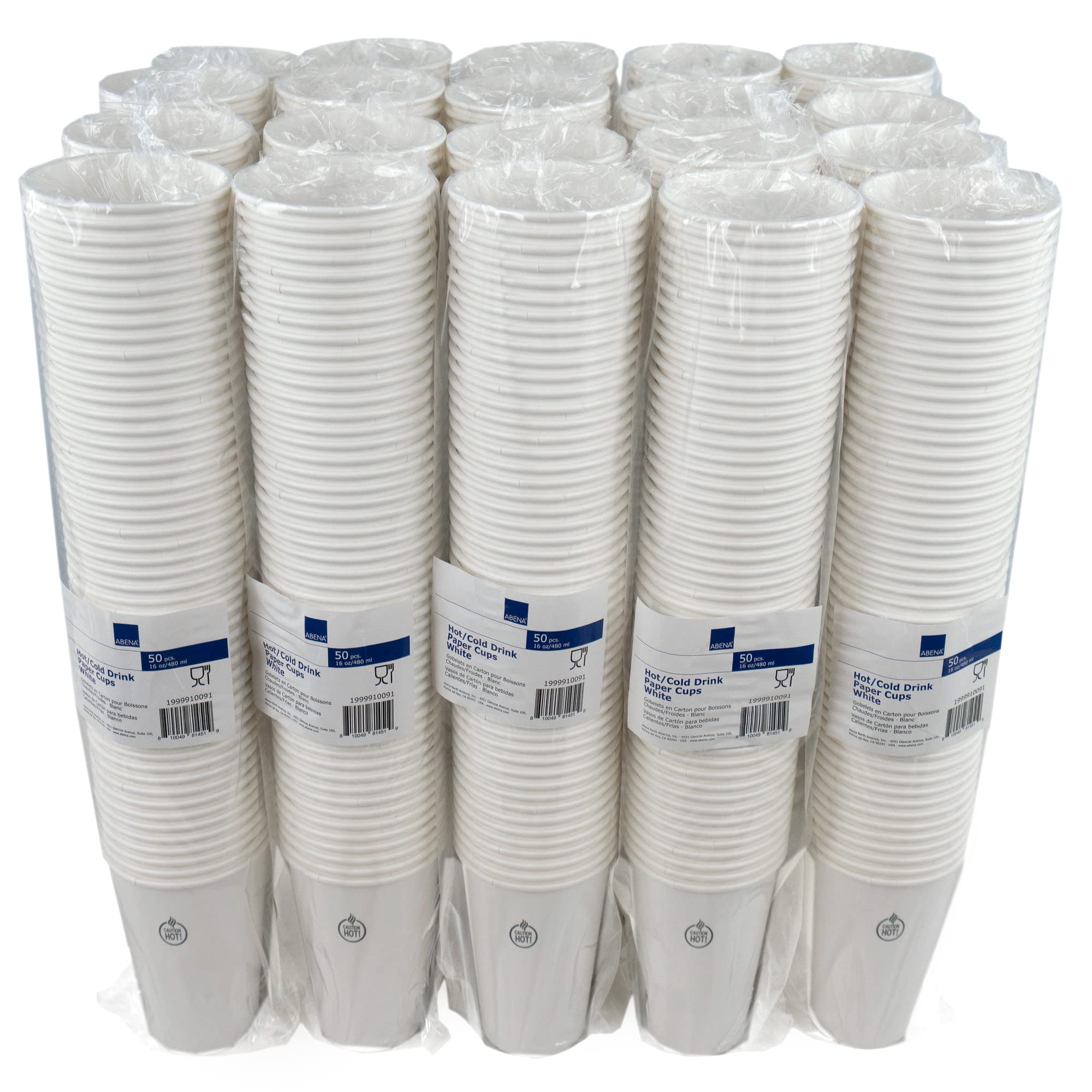 Abena Disposable Paper Coffee Cups 8oz 12oz 16oz - 1000 Pack Bulk Hot & Cold Drink Cups for Coffee Tea Party Office Restaurant Use