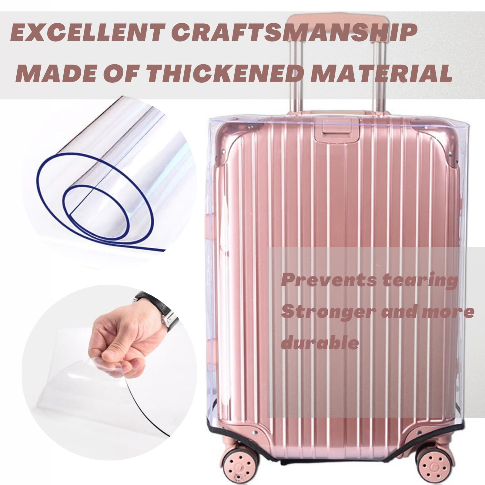3 Pcs TSA Approved Transparent Waterproof Luggage Protector Covers for 20