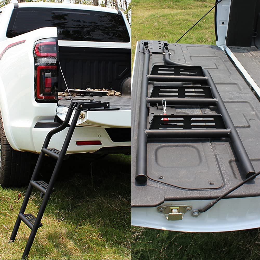 Universal Foldable Tailgate Ladder for Dodge RAM 3500 (2003-2022) - Heavy Duty Black Truck Rear Door Step | Perfect for Camping, Hunting & Off-Road Adventures