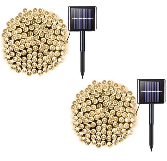 2 Pack 200 LED Solar String Lights Outdoor - 85.2ft Waterproof Solar Powered Fairy Lights with 8 Lighting Modes for Christmas, Garden, Yard, Tree, Wedding & Party Decor (Warm White) | Perfect for Patio, Backyard, Balcony & Holiday Lighting