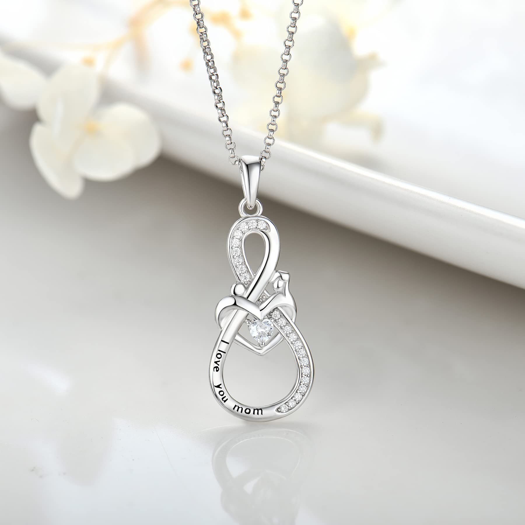 925 Sterling Silver Mom Necklace - Best Jewelry Gift for Women (Birthday/Christmas) - Perfect for Wife, Grandma & Mother's Day
