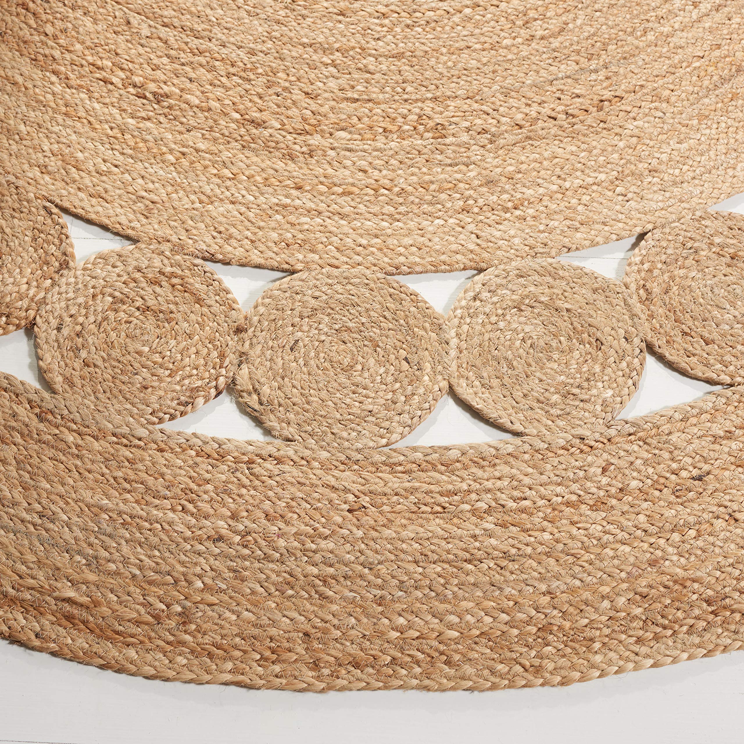 SAFAVIEH Handmade Boho Jute Area Rug 7' Round - Natural Fiber Round Collection NFB306A - Perfect for Living Room, Bedroom & Boho Home Decor