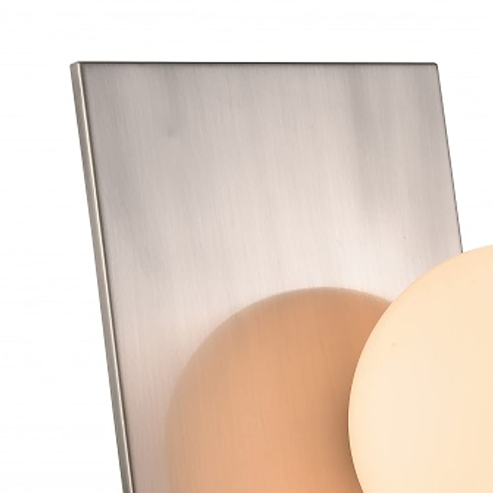BETHEL Shiny Nickel Table Lamp with Milk White Glass Shade - Modern Bedside, Living Room, Office Lighting for Home Decor