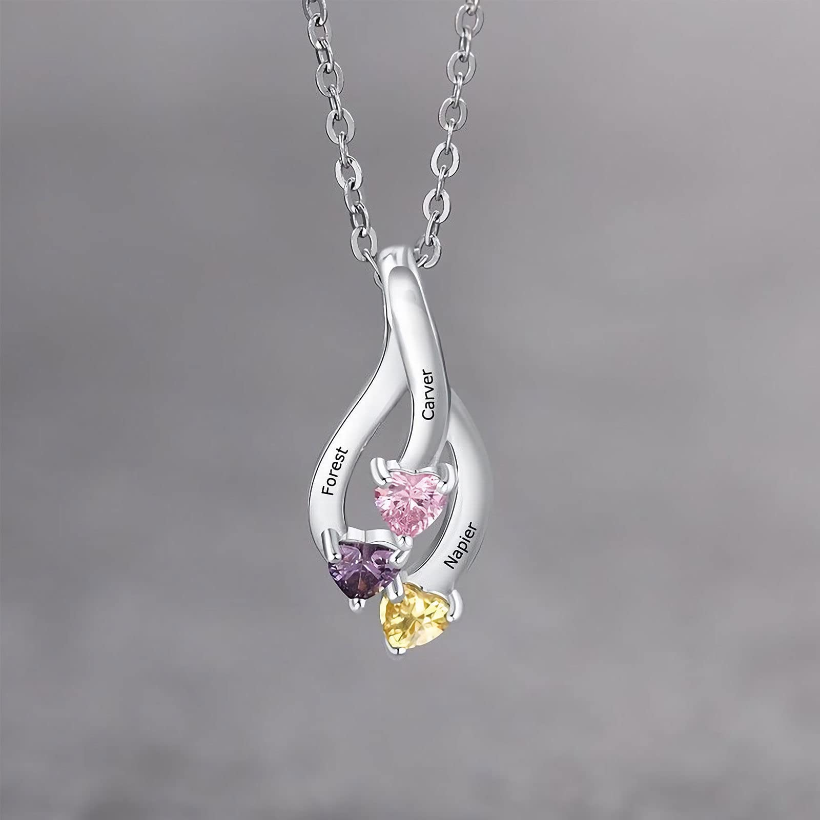 Personalized 3-Stone Birthstone Infinity Necklace - Custom Engraved Name in 925 Sterling Silver | Thoughtful Gift for Mom, Sister, Daughter & Grandma | Perfect for Anniversaries, Birthdays & Mother's Day Jewelry
